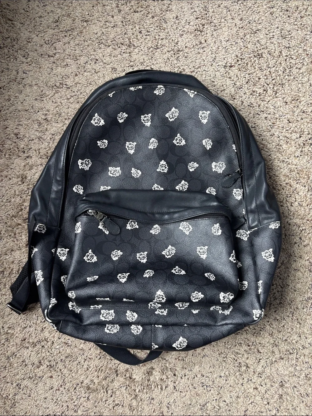 Coach Black Floral Pattern Men's Backpack